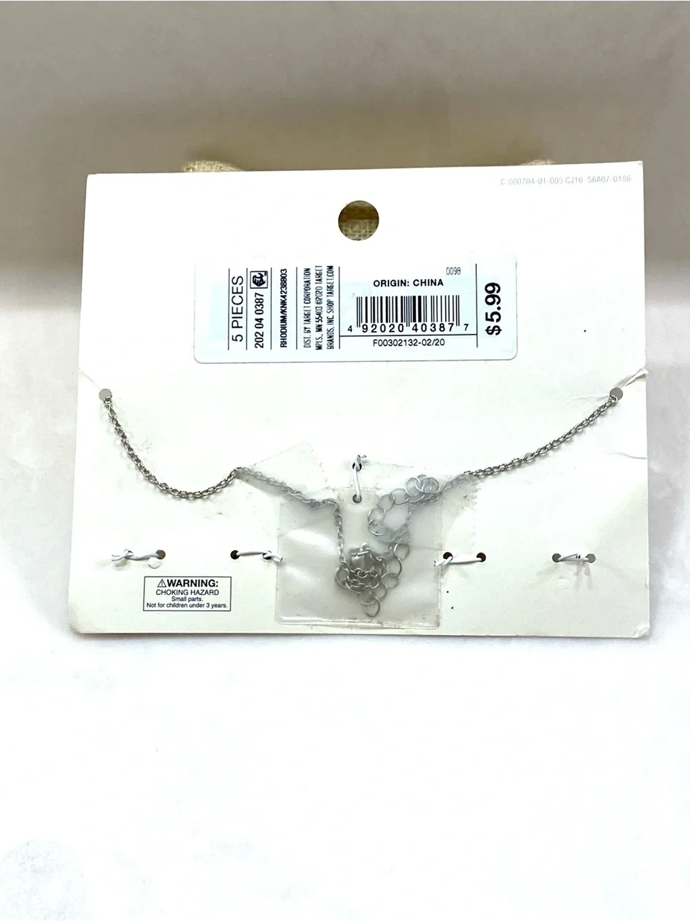 Cat & Jack Silver Charm Necklace with Pink Star, Blue Tassel & Rainbow